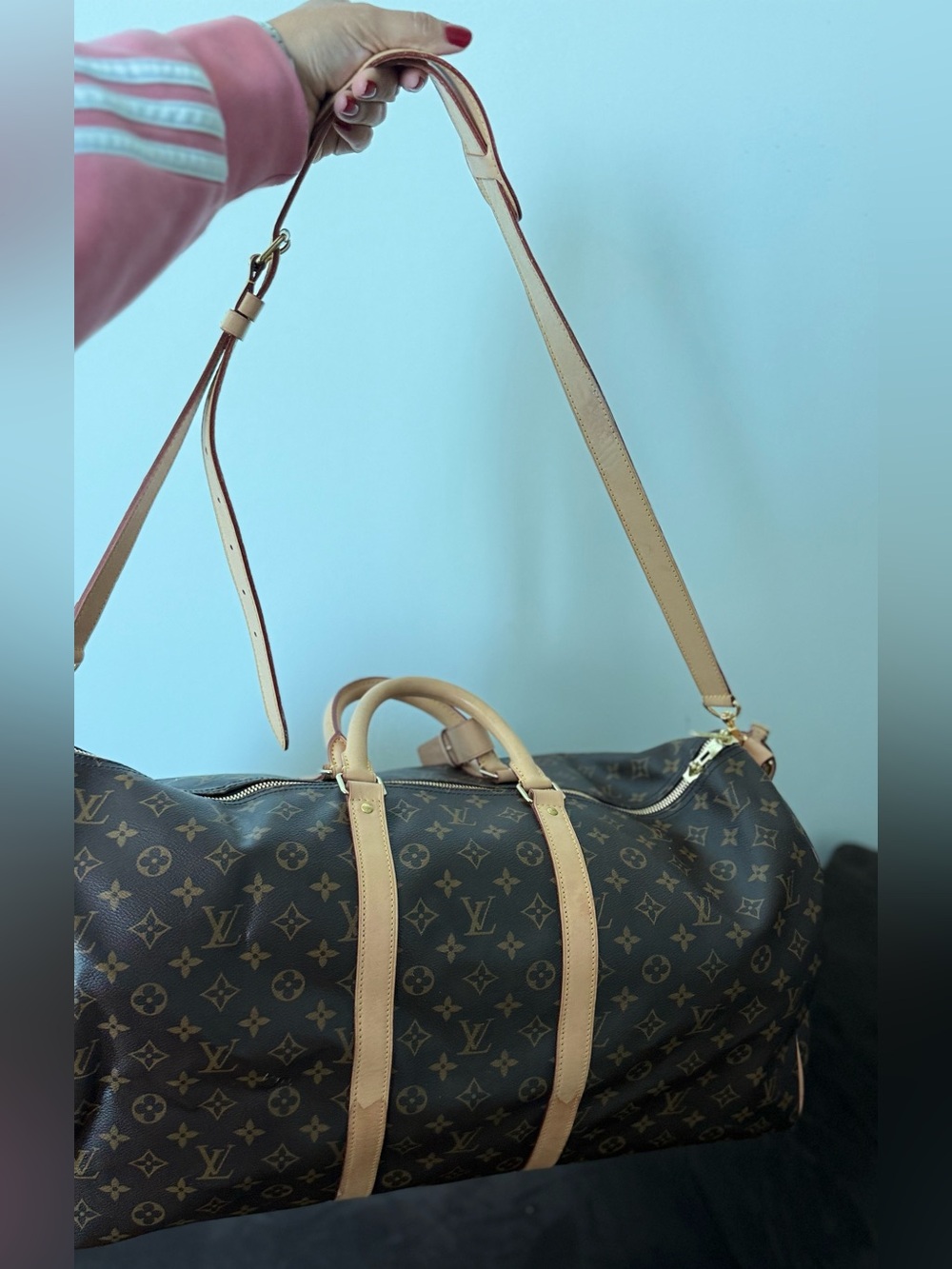 Louis Vuitton Monogram Canvas Travel Duffel with Natural Vachetta Straps
